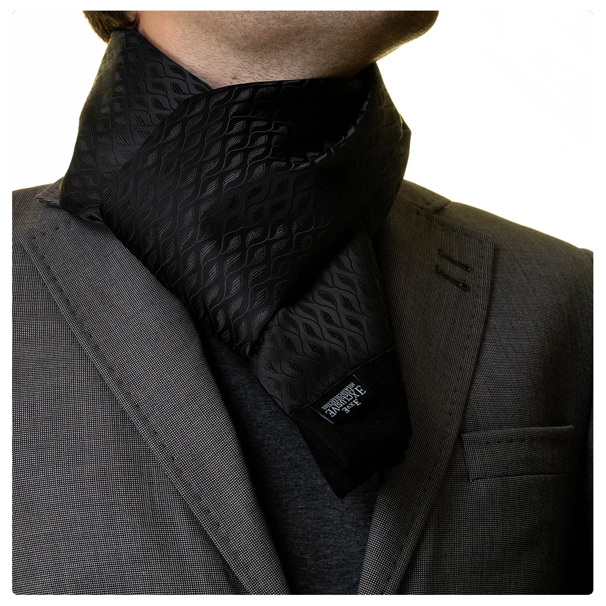 Black Leaves Design Jacquard and Paisley Designer Made Man Made Silk Scarf Ready Stock Double Trend New Season