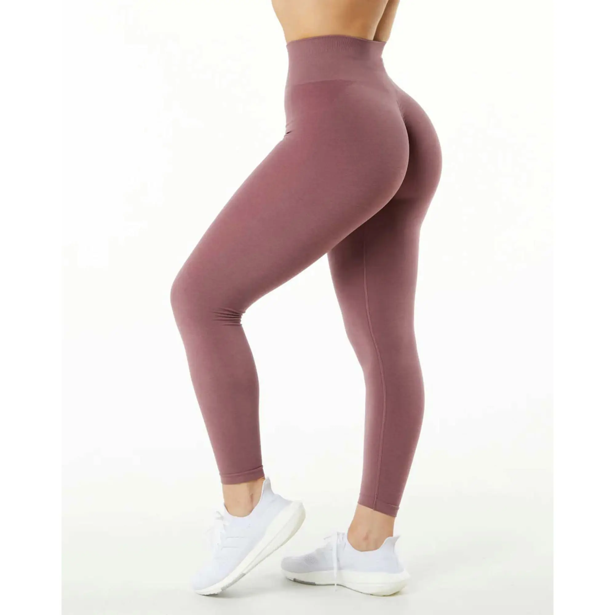 Seamless Knit Fabric 51% Polyamide 38% Polyester 11% Elastane Tapered High Waisted Rose Womens Seamless Scrunch Legging