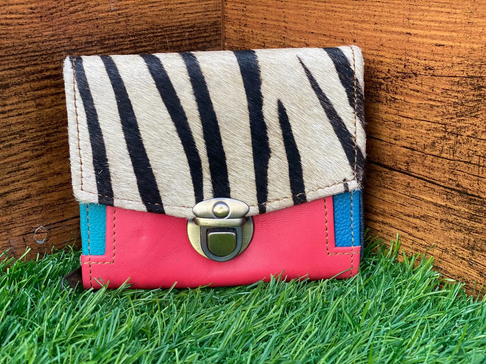 New Arrival Recycled Animal Print Fur Leather Women Clutches Stylish Stubby Rainbow Color Multiuse Purse ATM Card Holder Wallets