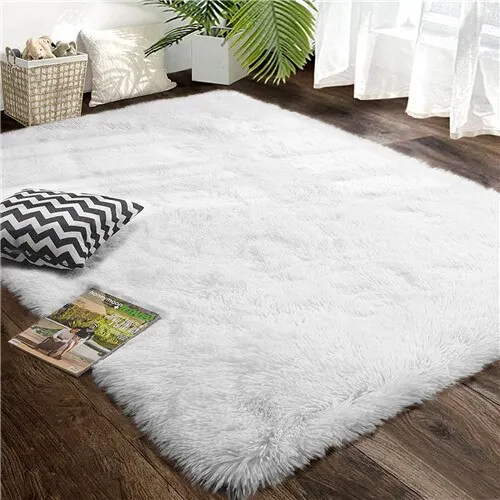 Soft Fluffy Rugs Furry Throw Area Rugs Red Ultra Plush Shag Rug Non-Slip Shaggy Modern Decorative Carpet Living Room Carpet Mat