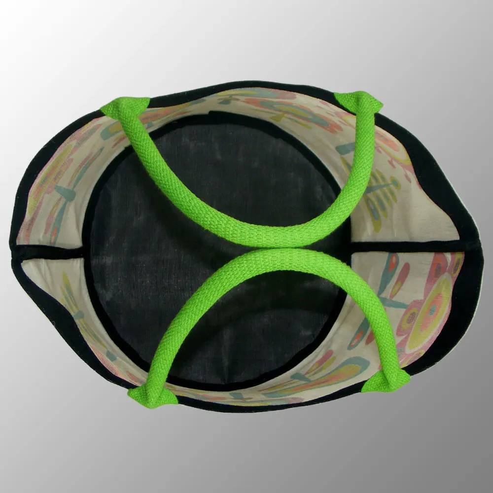 jute cotton bag with round bottom and strong cotton handles multicolor floral prints bucket shopping bag beach bag