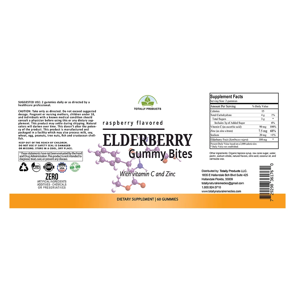 Widely Selling Health Supplement Elderberry Gummy Bites 60 Gummies