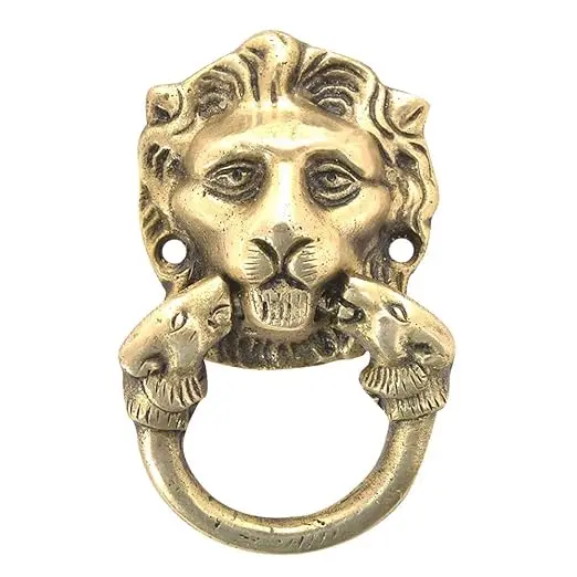 Most Selling New Brass Door Knocker For Home Villas Hotel Knocking Use Loin Face Shape Post Modern Solid Brass Door Knocker