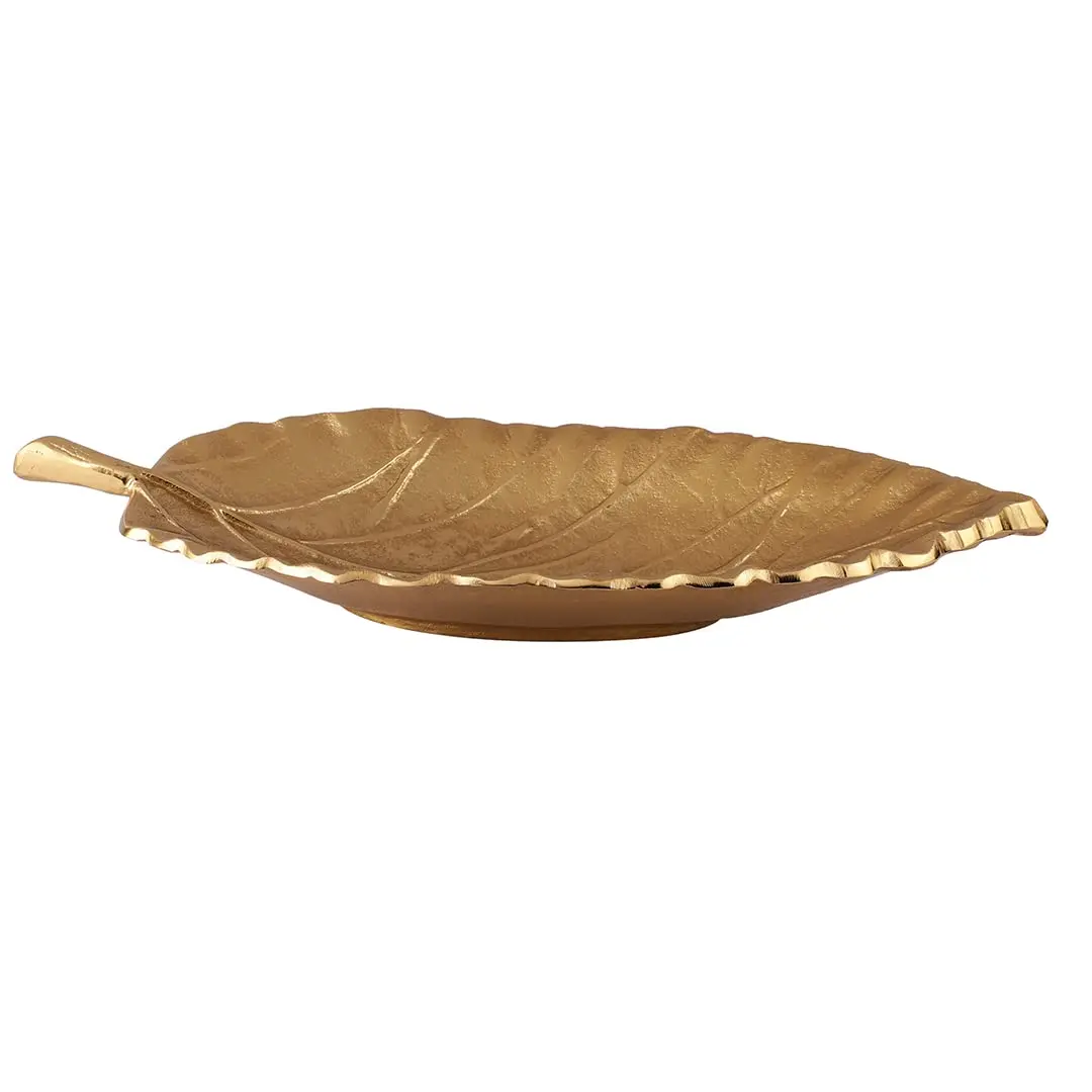 High Quality And Gold Shine Aluminium Leaf Decorative Serving Tray Platter & Decorative Tray for Center Table For