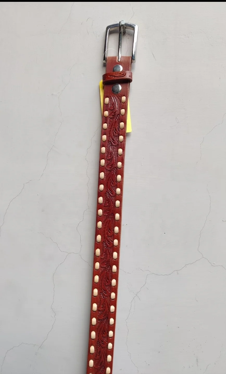 High Quality western leather belt handmade tooling and carving full grain dd leather