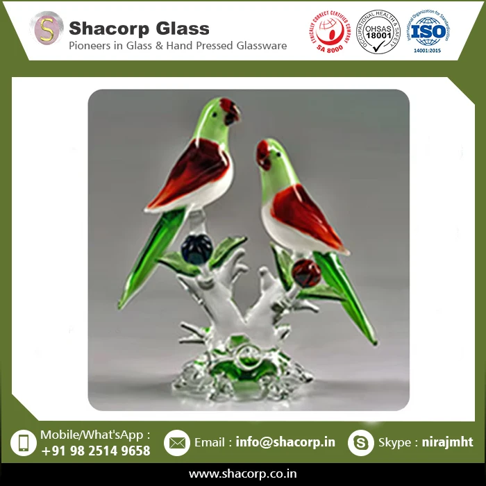 New Design Multi Color Parrot Glass Art and Figurines At Wholesale Price