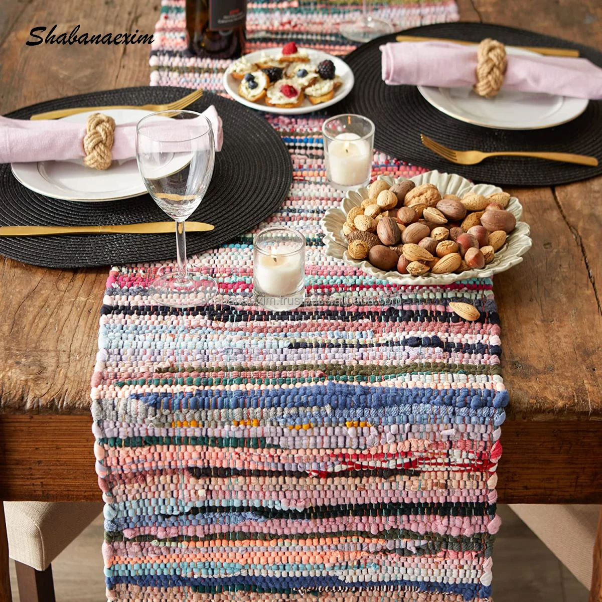 Table Runner Luxury Handmade Boho Custom Design Recycled Cotton Table Runners for Kitchen Wholesale