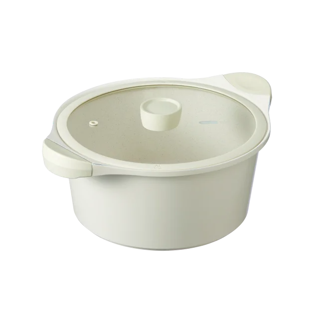 Omi Simple 24cm High Profile Marble Hot Pot Simple Kitchenware Aluminium Non-Stick Soup and Stock Cookware