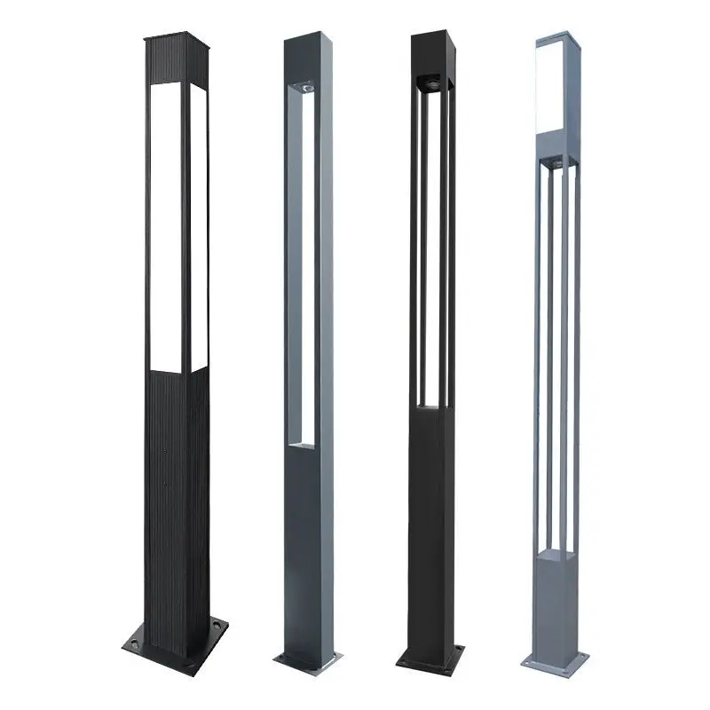 Waterproof Bollard Post Pathway Led Lawn Light  Courtyard Aluninum square Shape Landscape Light