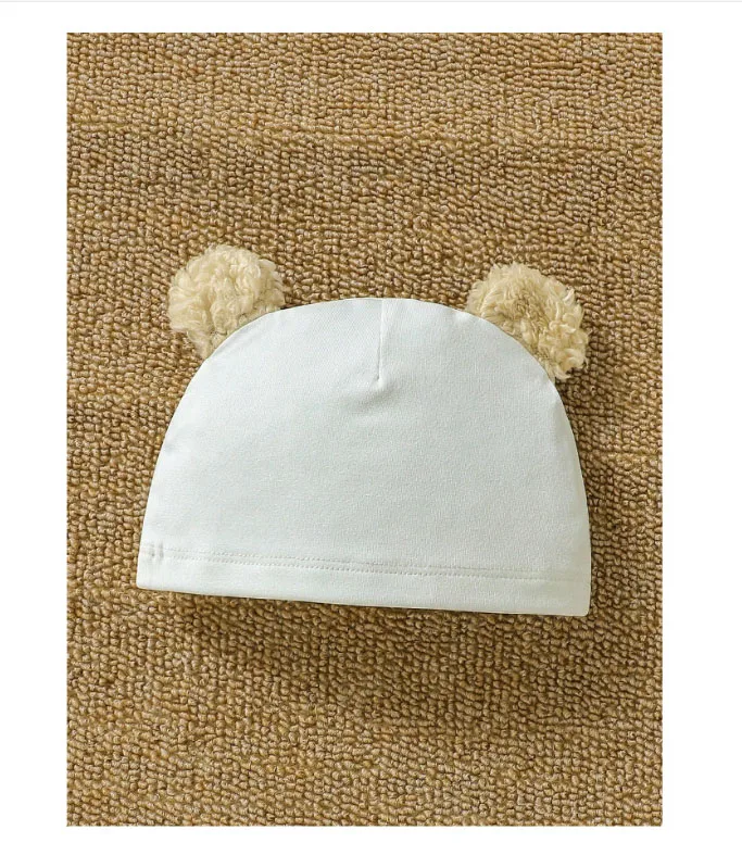 Newborn Baby Girl Bear Patched Teddy Vest Jacket & Footed Jumpsuit & Hat & Baby Jumpsuit