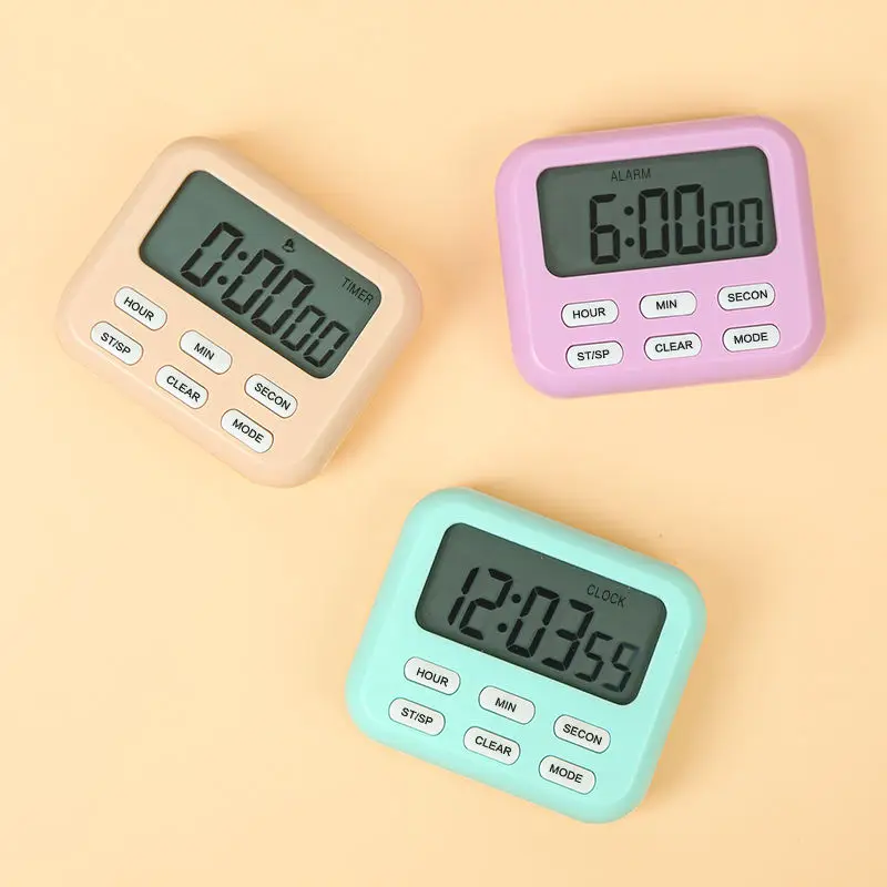 Digital Kitchen Egg Timer With Clock Stopwatch With LCD Screen Alarm Table Clock for Cooking Baking Sports Learning