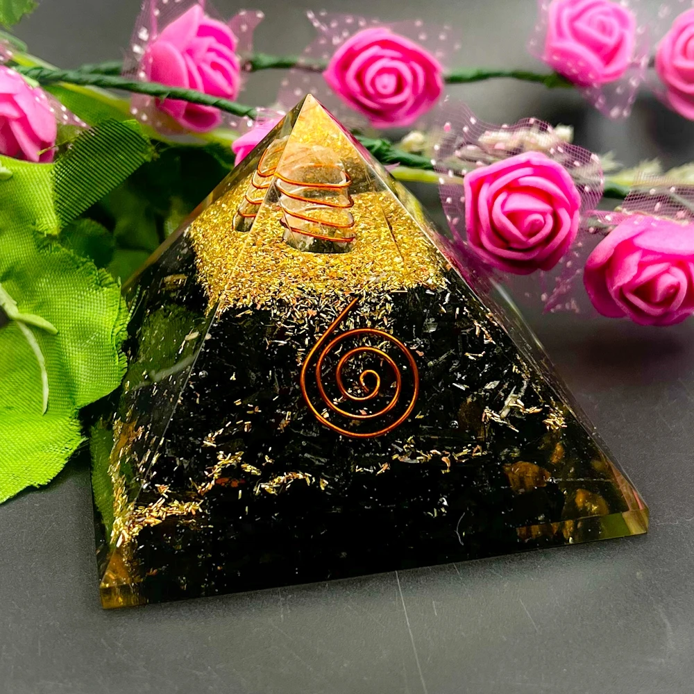 Orgone Pyramid Healing Chakra Gemstones Chips Natural Crystal Pyramid Tourmaline Best Quality Orgonite Pyramid Home Decor Gift