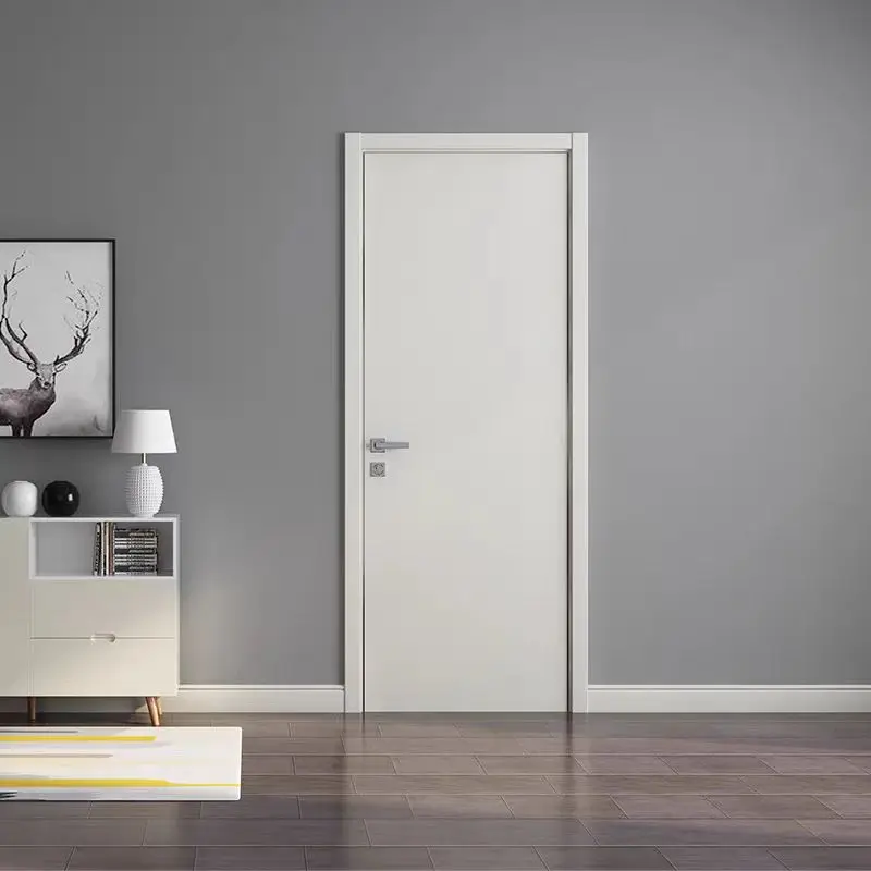 Waterproof Melamine Wood Veneer Door Modern Interior MDF PVC Door For House Apartments Hotels