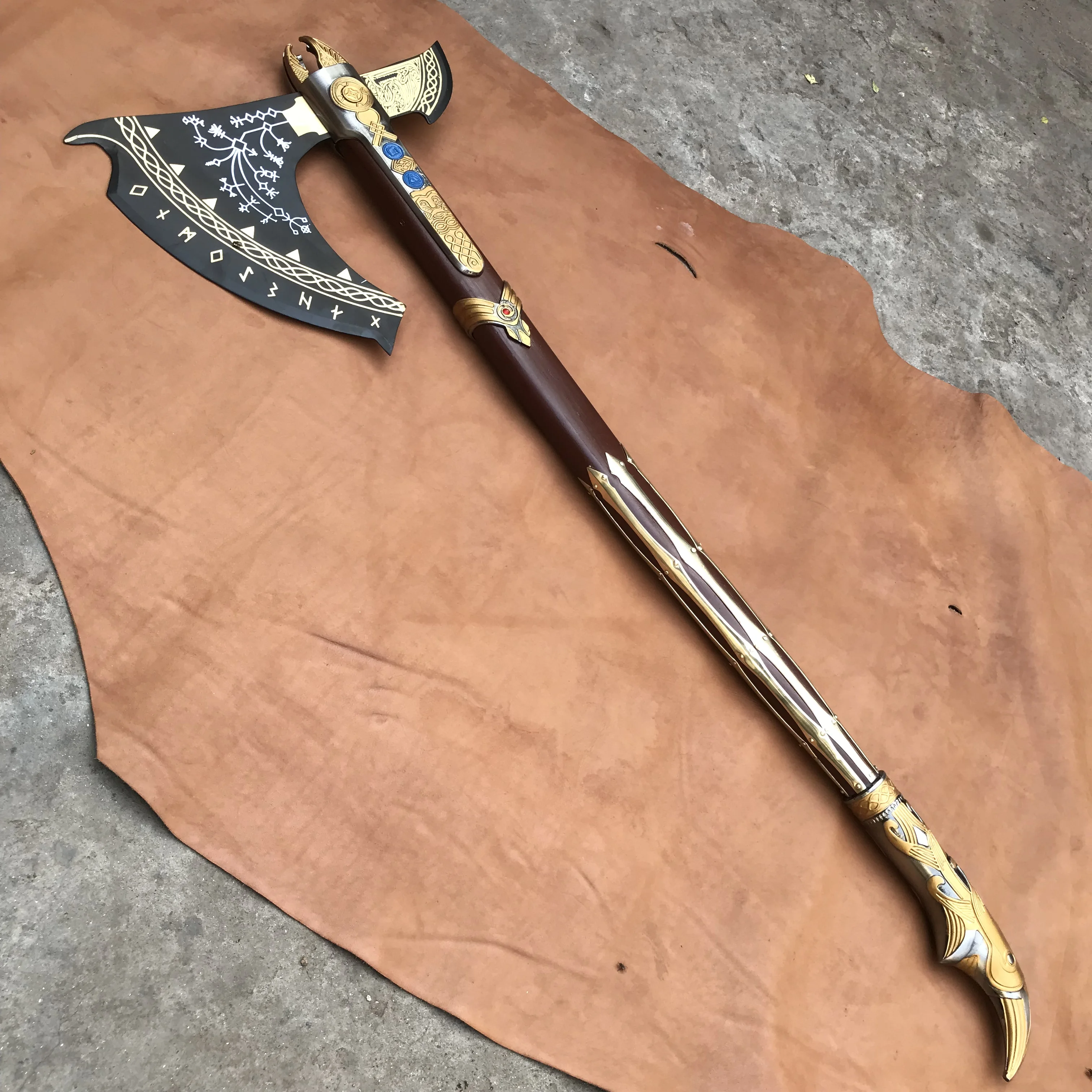 Kratos Axe From the Game God of War Handmade Forged Stainless Steel Leviathan Axe, Bearded Axe with Genuine Leather