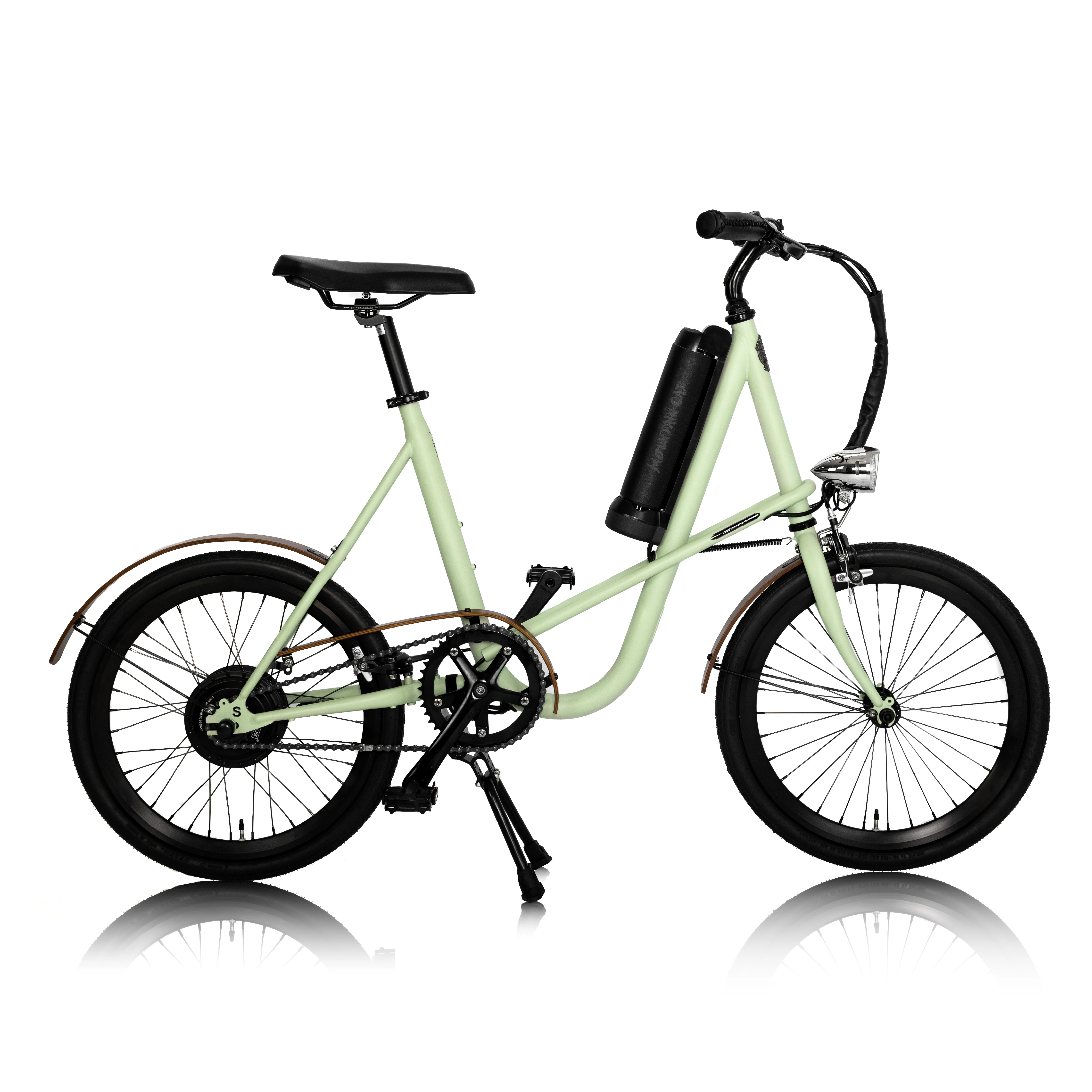 Look for agent, low step-through e-bike city fashion bike SEic miniu mountain cat light green