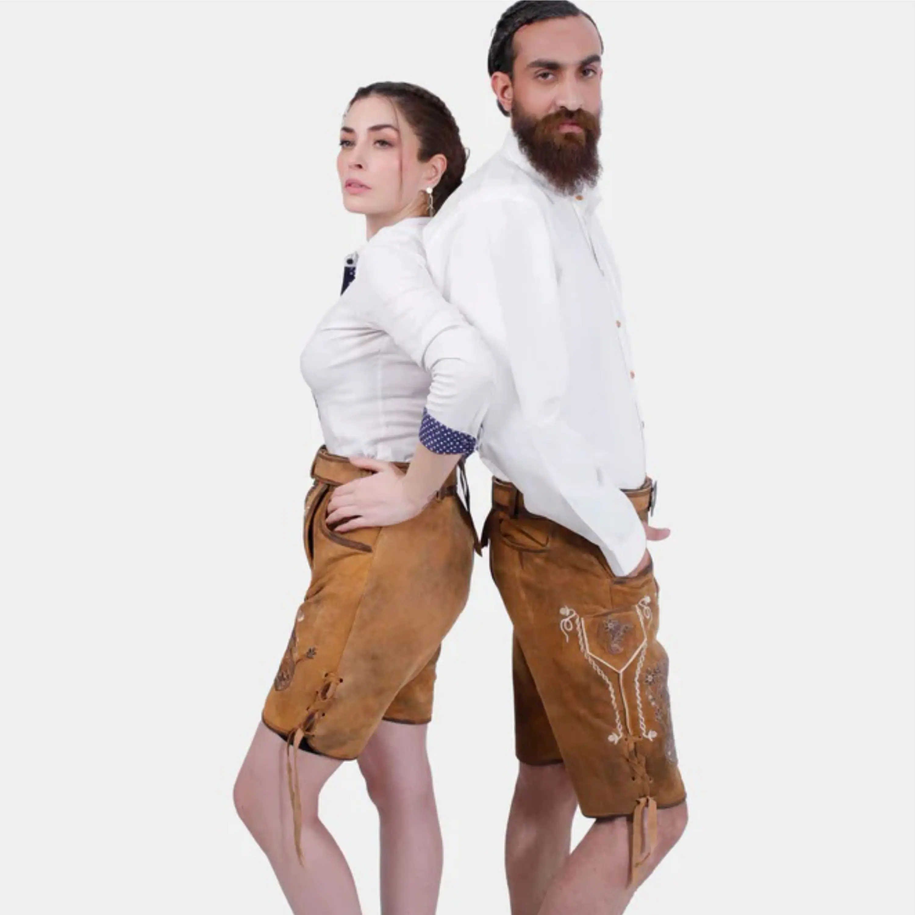 Authentic Bavarian Couple Outfit Custom Lederhosen for Men and Dirndl Dress for Women, Perfect for Oktoberfest and Festivals