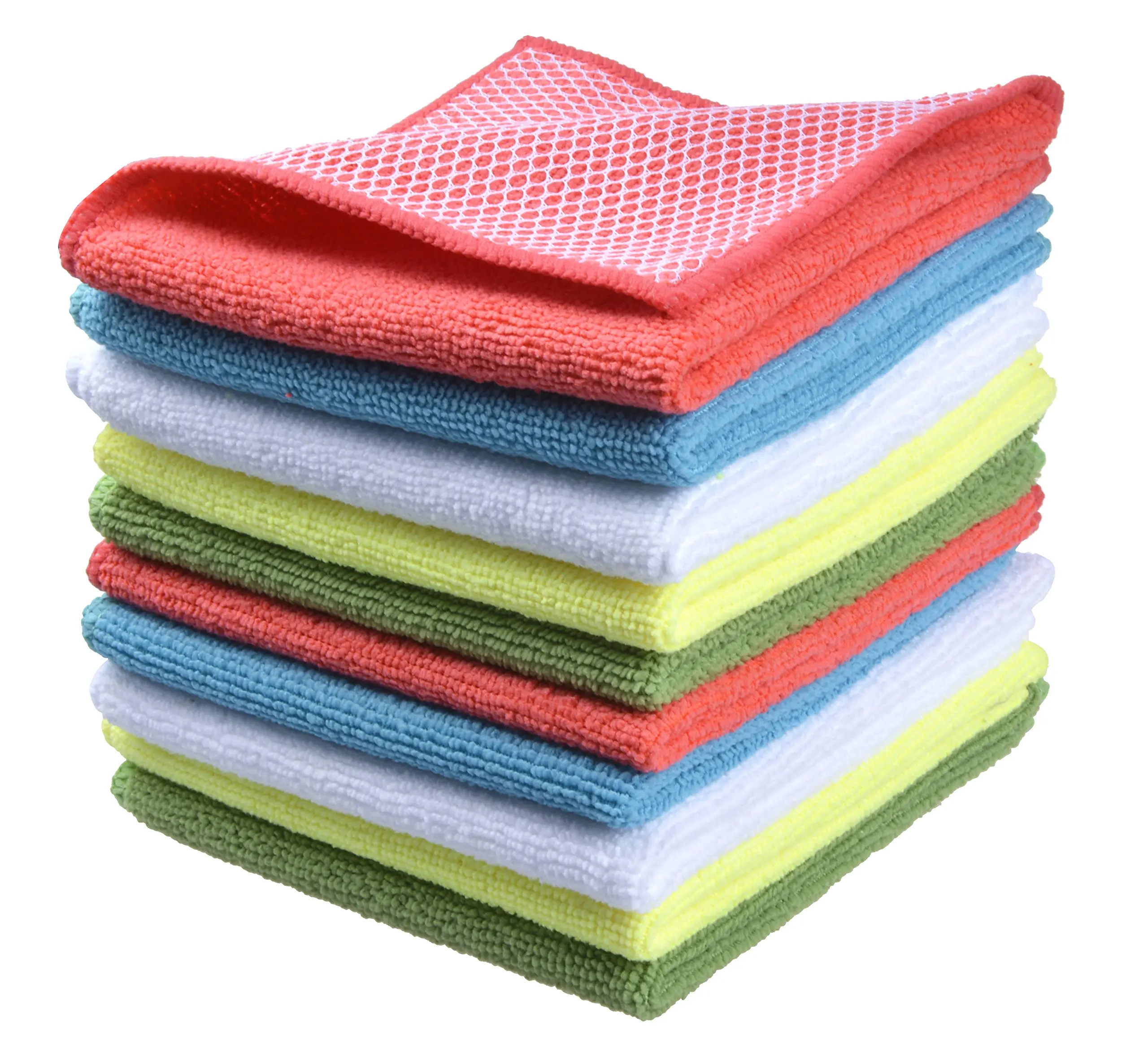 Microfiber Dish Cloth for Washing Dishes Dish Rags Best Kitchen Washcloth Cleaning Cloths with Poly Scour Side 5 Color Assorted
