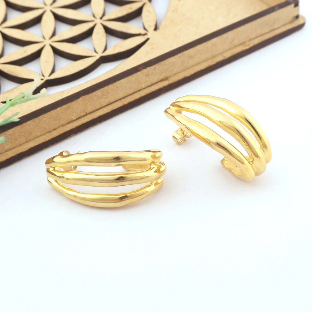 Роскошные женские серьги-кольца с тройным проводом золотого цвета модные легкие однотонные металлические серьги жемчугом для девочек