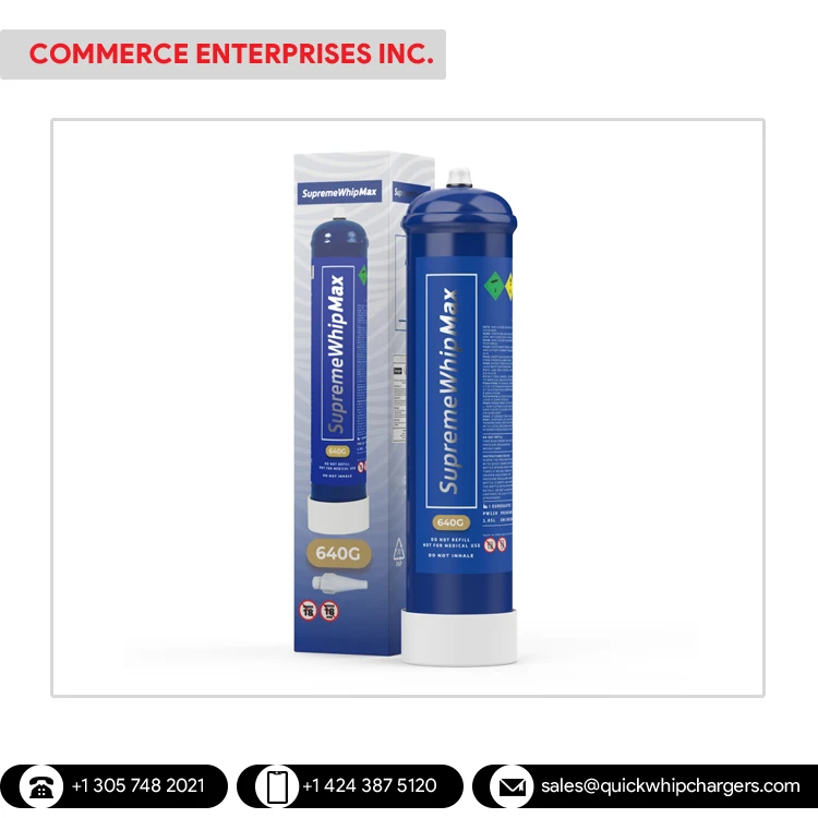 SupremeWhipMax 640g Metal Whipped Cream Dispenser Supreme Quality Dessert Tool Sustainable and Stocked Cylinder Charger