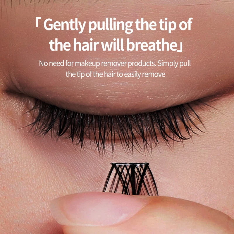 New Design Beginner Friendly Factory Custom Label Natural Thick Fine Stem Diy Mix-length Segmented Glue Free False Eyelashes