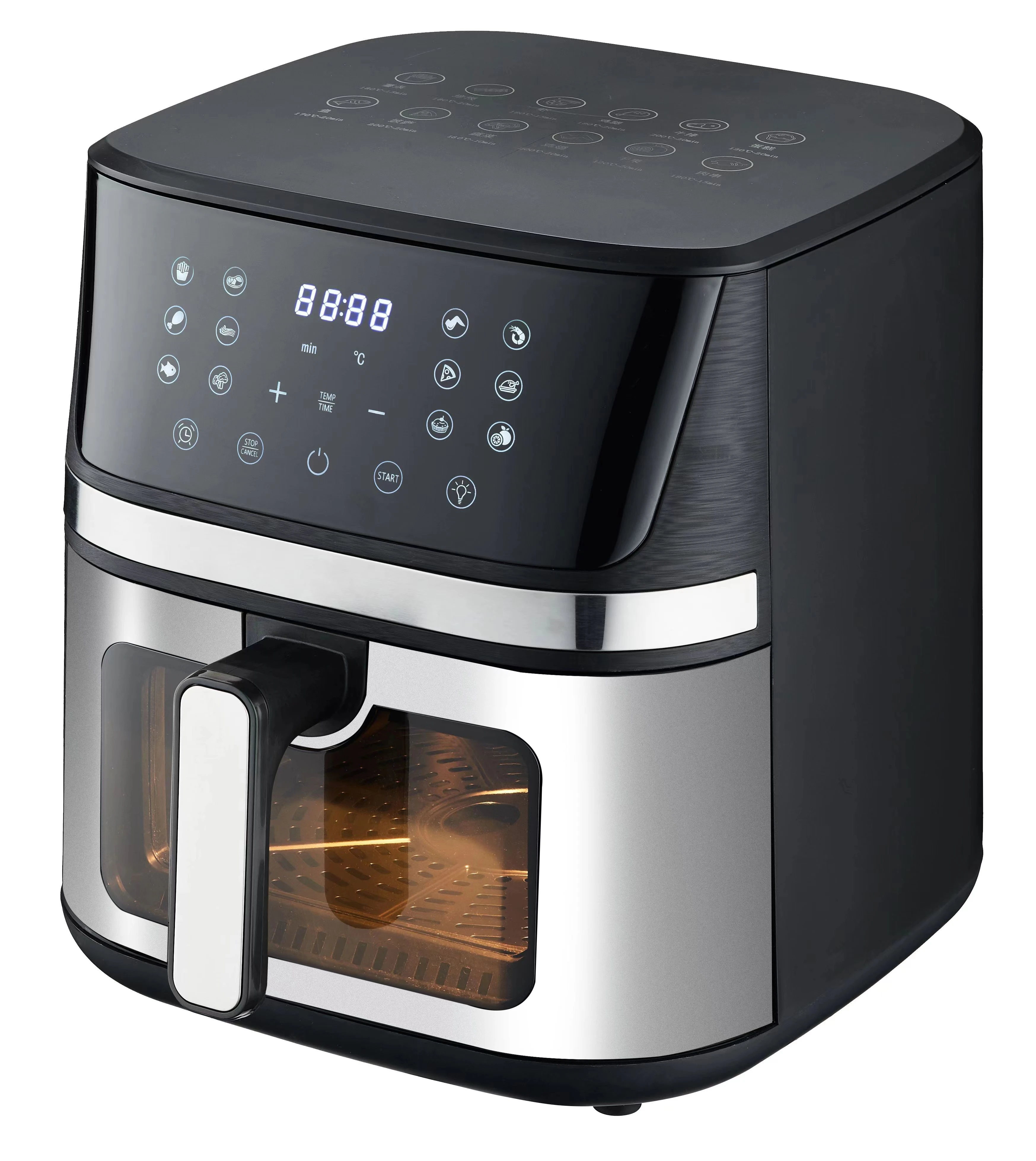 Stainless Steel digital air fryer 7l 1600w home use with a visual electric deep fryer oil free air fryer Ovens KA13035