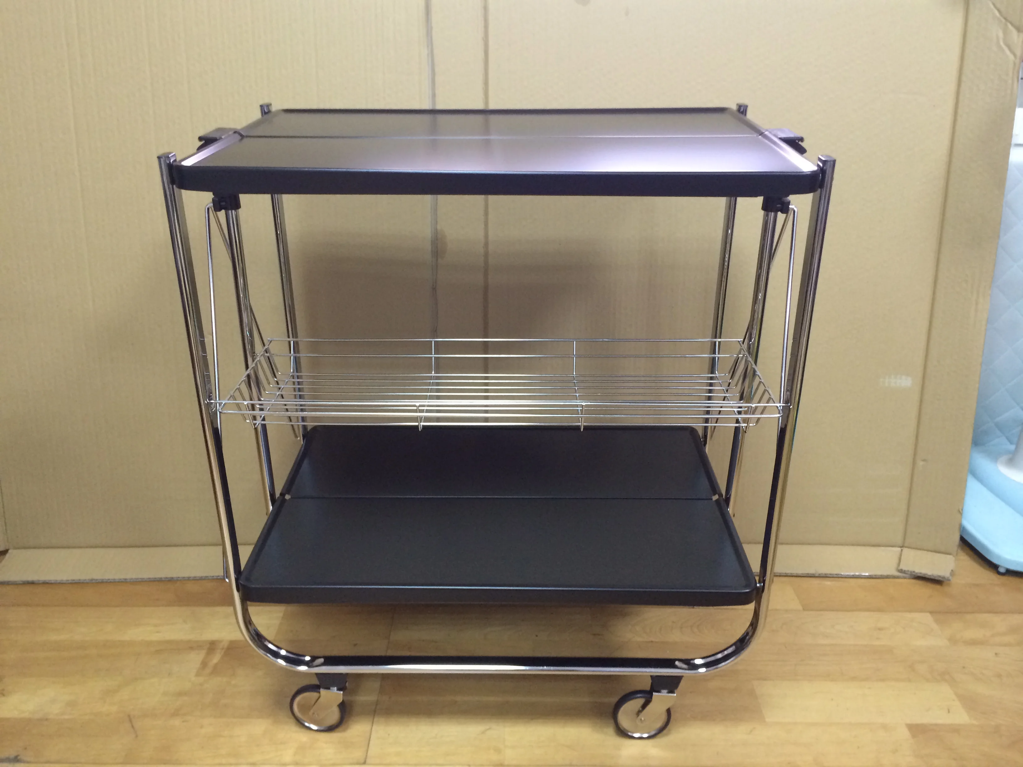 Home Furniture 2 Tier Folding Bar Cart Utility Cart