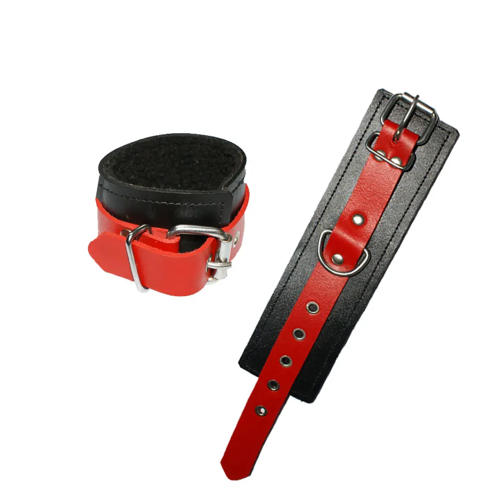 HMB-404C LEATHER WRIST BAND BRACELET DOUBLE STRAPS CUFFS GOTHIC STYLE BANDS WRISTBAND BDSM CUFF