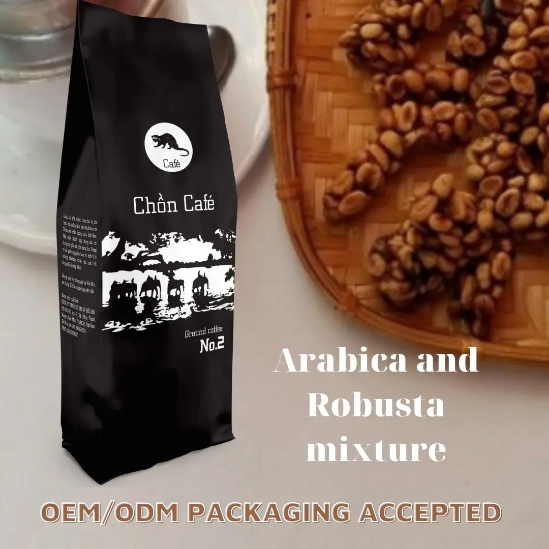 Factory Price Robusta Weasel Coffee No.1 Weasel Coffee Added HACCP ISO 9001:2015 Made In Viet Nam 500gr/Bag