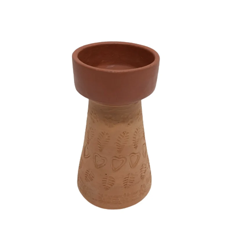 Clay Made Latest Design Candle Pillar Holder Terracotta Colour Taper Candle Holder For Home & Restaurant Decor