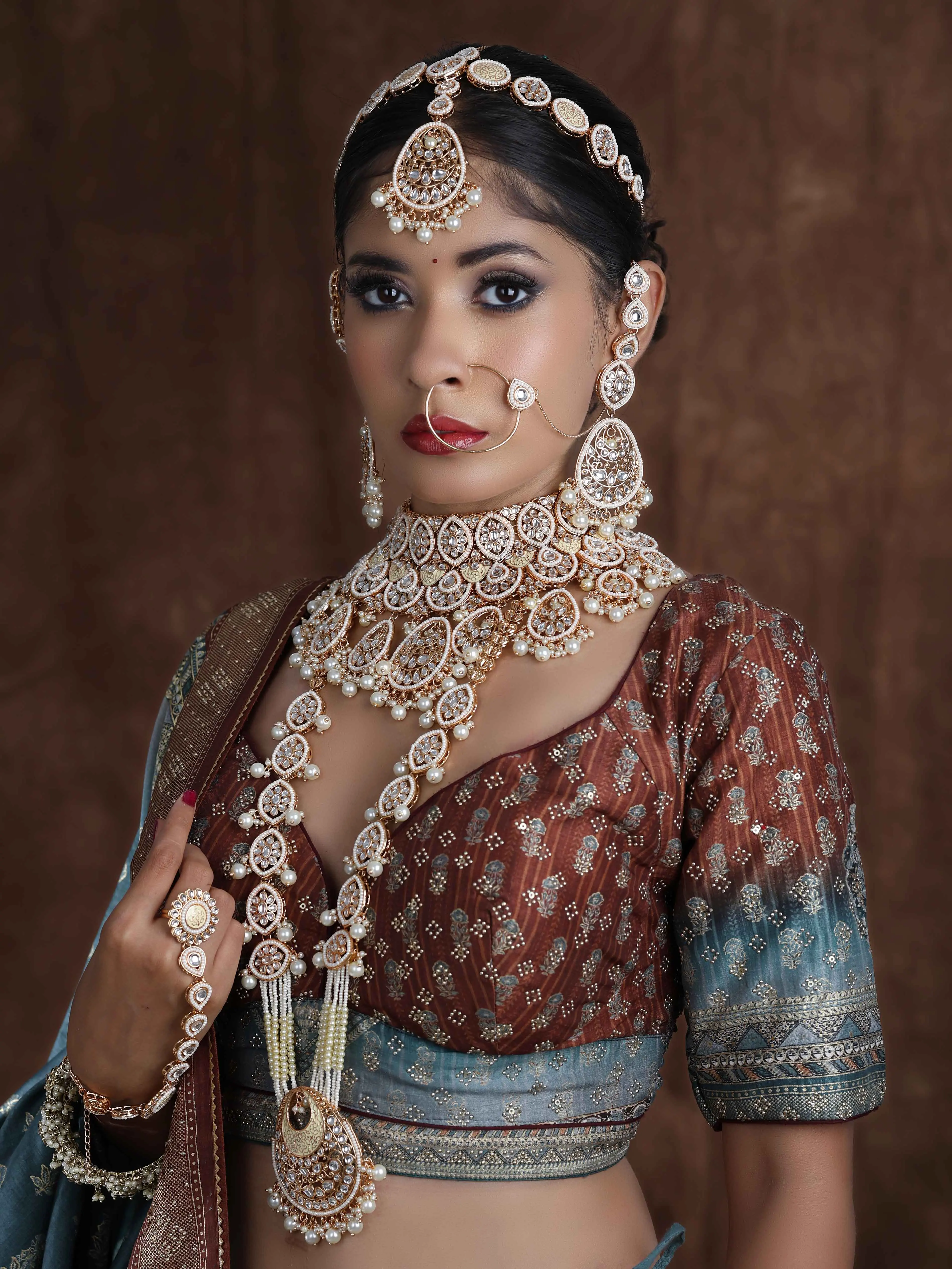 Свадебная коллекция Regal Chandbali Kundan с жемчугом Dulhan свадебный набор