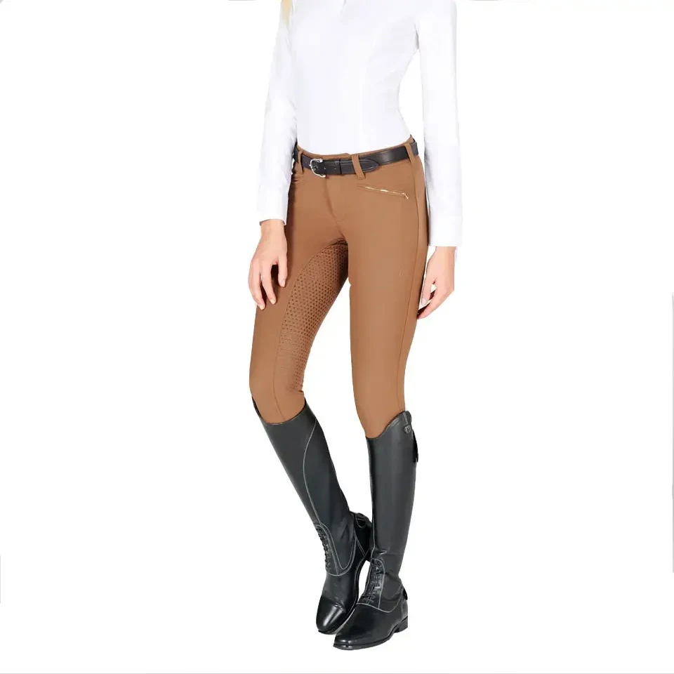 Quick Dry Equestrian Breeches Khaki Riding Leggings Wholesale Equestrian Clothing Women Full Seat Silicone Horse Riding Pants