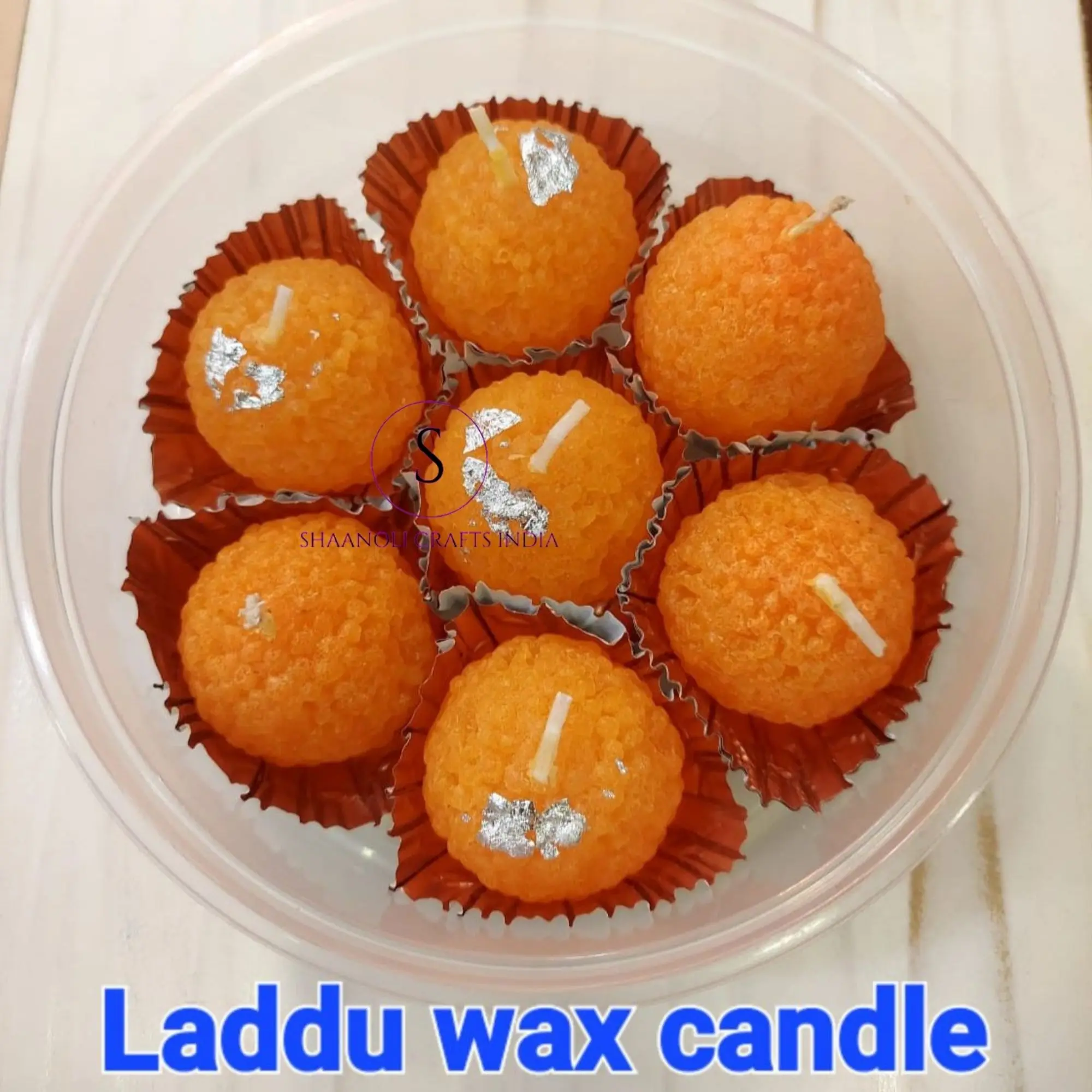 Unique Modak Laddu Shape Wax Candle Party Decorative Candles Set Of 7 In Box For Home Diwali Festival Decorations Wax Candle