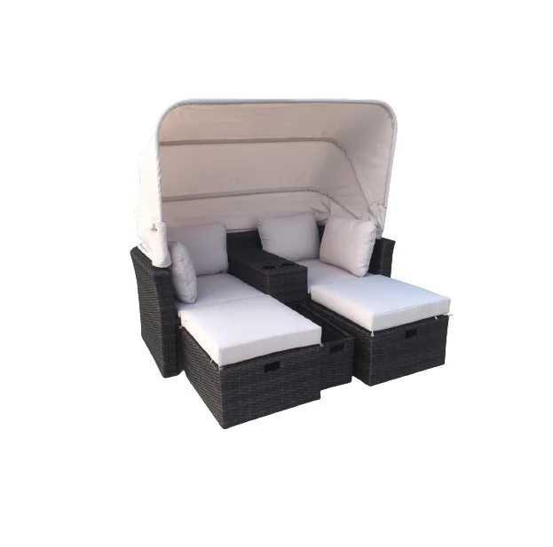 SUNBATHE BED Waterproof Cushion Metal Rattan Wicker Furniture garden sofa day bed made from Vietnam