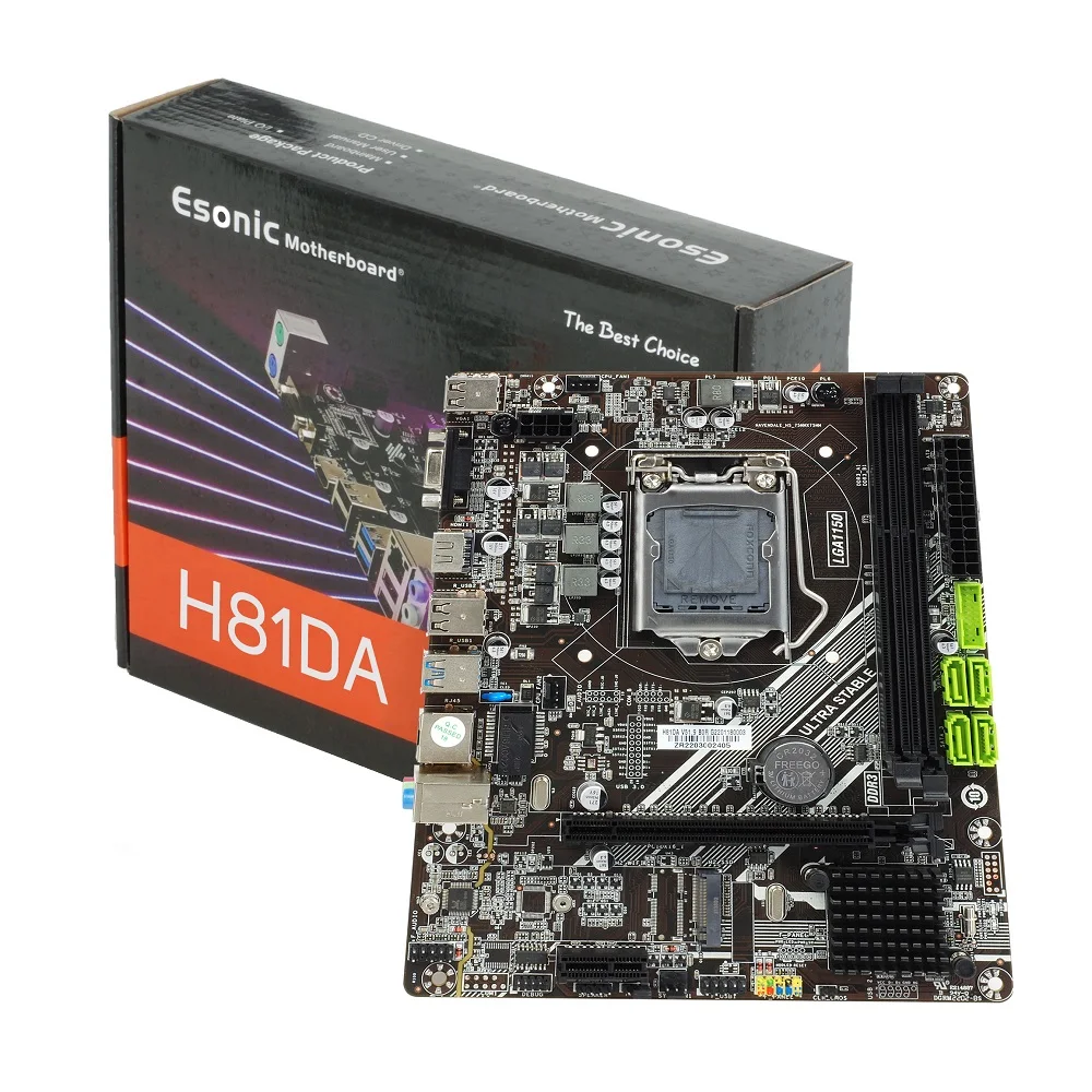 Esonic оптом ATX материнская плата InteI H81 чипсет поддерживает DDR3 RAM LGA 1150 совместимое ядро i7 i3 CPU новый M.2 NVME SSD SATA