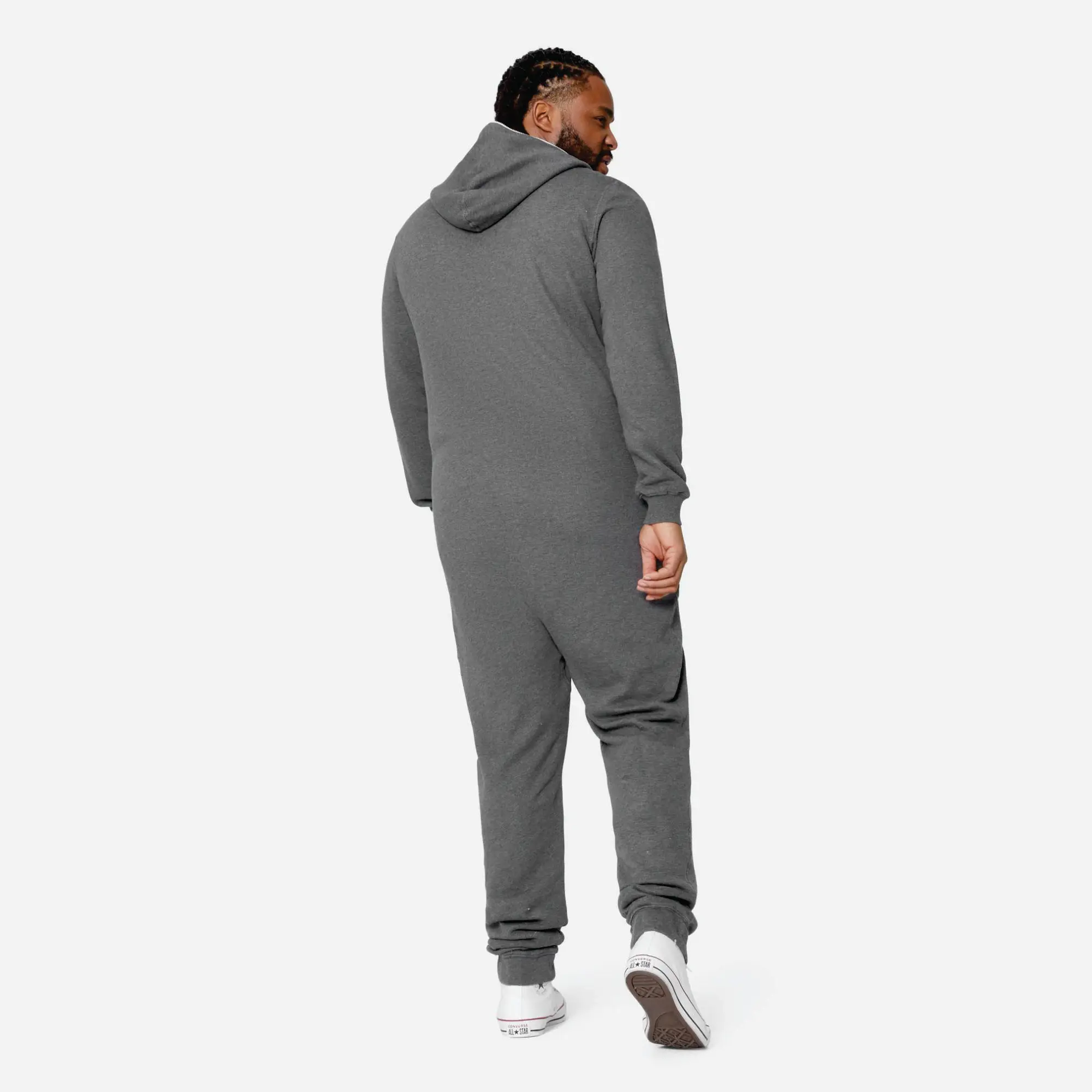 93% Cotton 7% Elastane One Way Zipper Opening Front Kangaroo Pocket Red Women Original Fitted Onesie Slim Jumpsuit