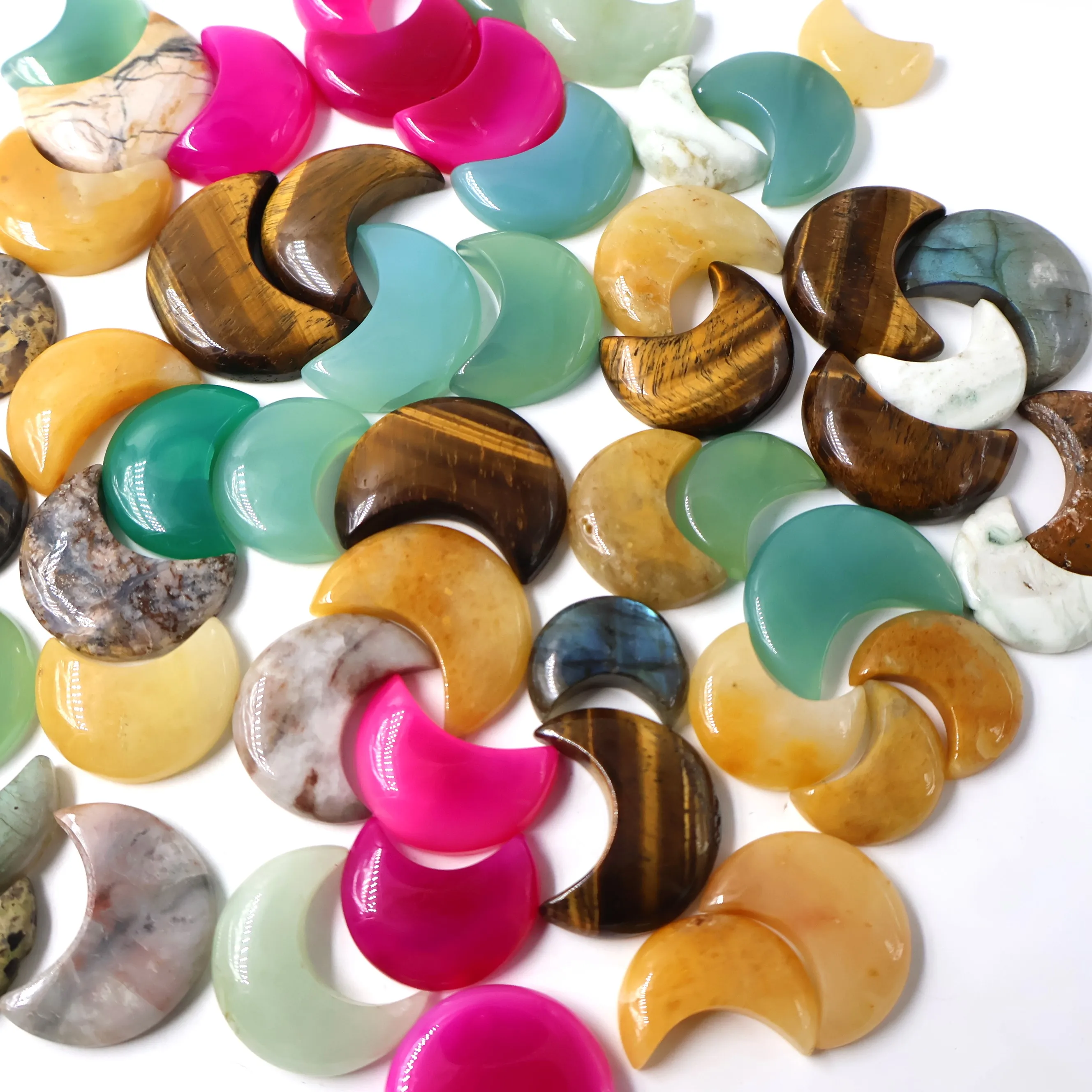 Best Quality Semi-Precious Moon Shape Natural Gemstone Jewelry Loose Hand Carved Half Moon Facets for Making Unique Pieces