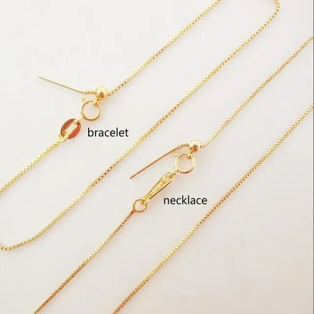 Adjustable Finished Cable Chain for Necklace With Spring Clasp 18K Gold Plated Brass Box Chain Finding Necklace Jewelry