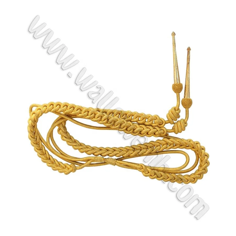 Золотистый Aiguillette изготовленный из проволоки с двумя золотыми наконечниками сделанный на заказ офицерский костюм плечевой шнур