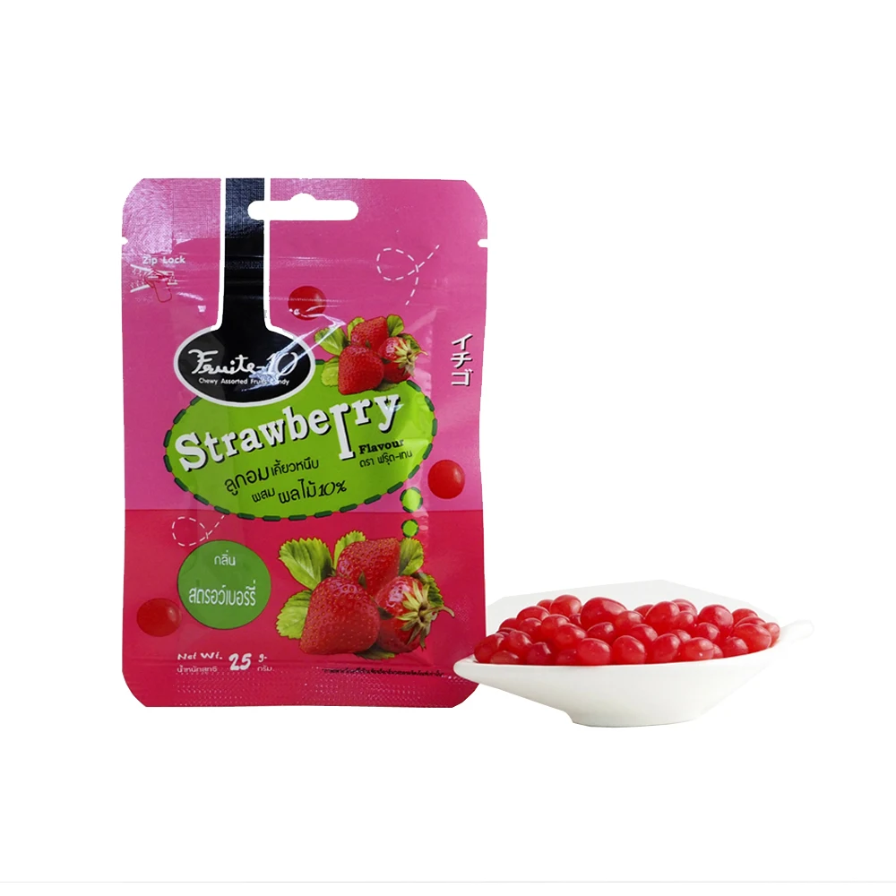 Fruite 10 Chewy Assorted Fruit Juice Gum Gummy Sweets Candy Strawberry Flavor Soft 25gr