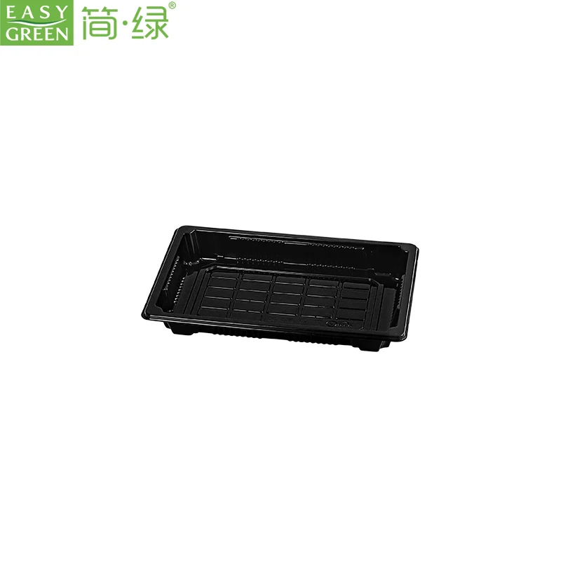 Plastic Sushi Tray with Clear Lid, Disposable Sushi Plate, Recyclable To Go Boxes for Sushi, Cookie, Fruits, Pastry, Desserts