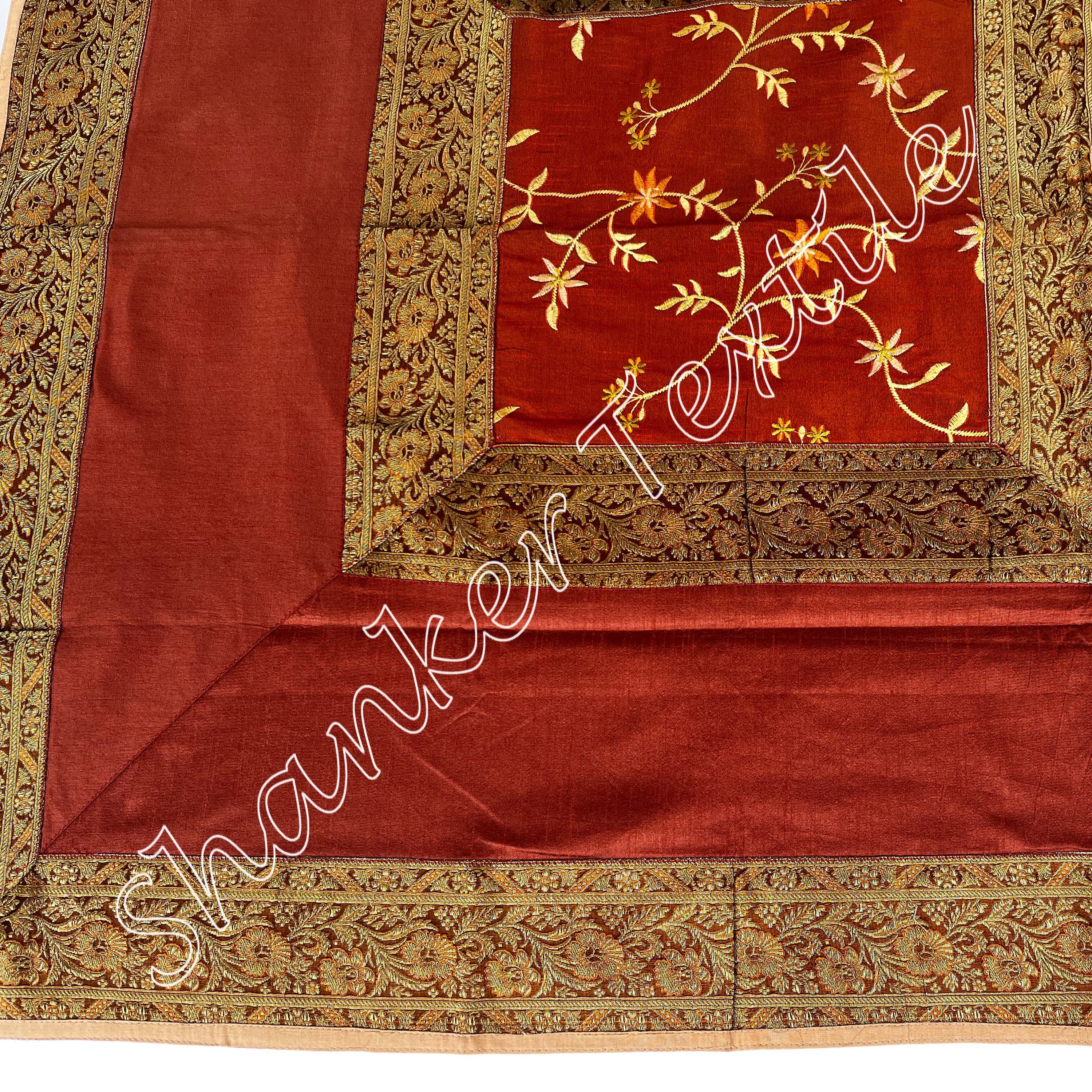 Brocade Silk Table Cover Home Decor Center Pieces Kitchen Tablecloth 40x40 Inch Size (100x100 cms) Indian Dining Tablecloth