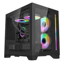 Side Tempered Glass ITX/M-ATX Pc Case Gaming Cabinet Computer Cpu Server Chassis