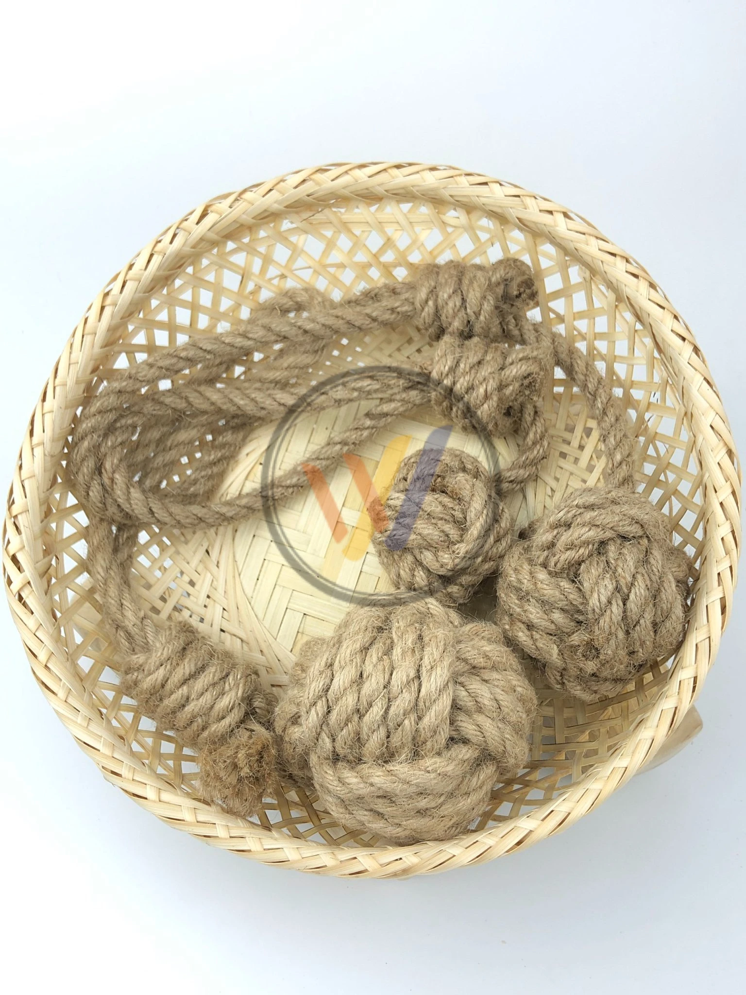 Natural Hemp Rope Ball With Handle Dog Toy Durable Tug & Chew Play Clean Teeth With Chewing
