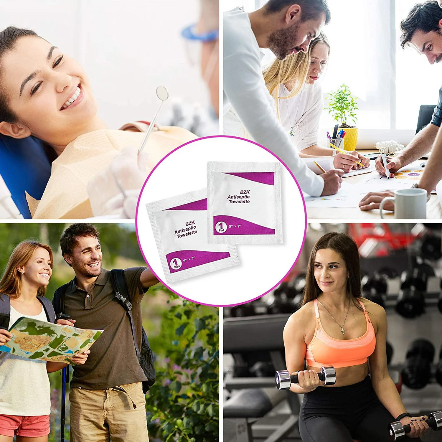 Benzalkonium Chloride Antiseptic Towelette First Aid Wound Hand Sanitizing Wipes for Cleaning Use BZK Wet Wipes