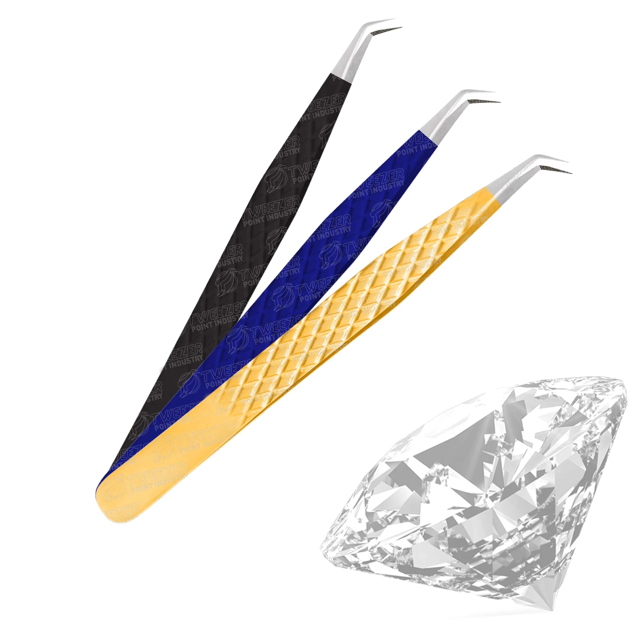 Dark Blue Black And Golden Color Best Fiber Tip Japanese Stainless steel Diamond Grip With Box Packing