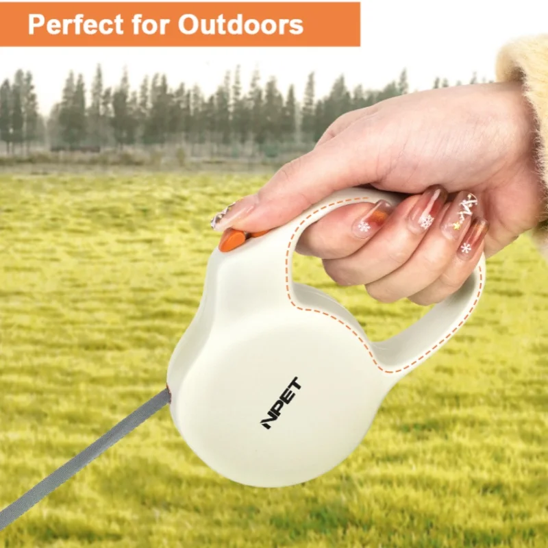 Strong nylon tape adjustable retractable automatic dog leash with brake