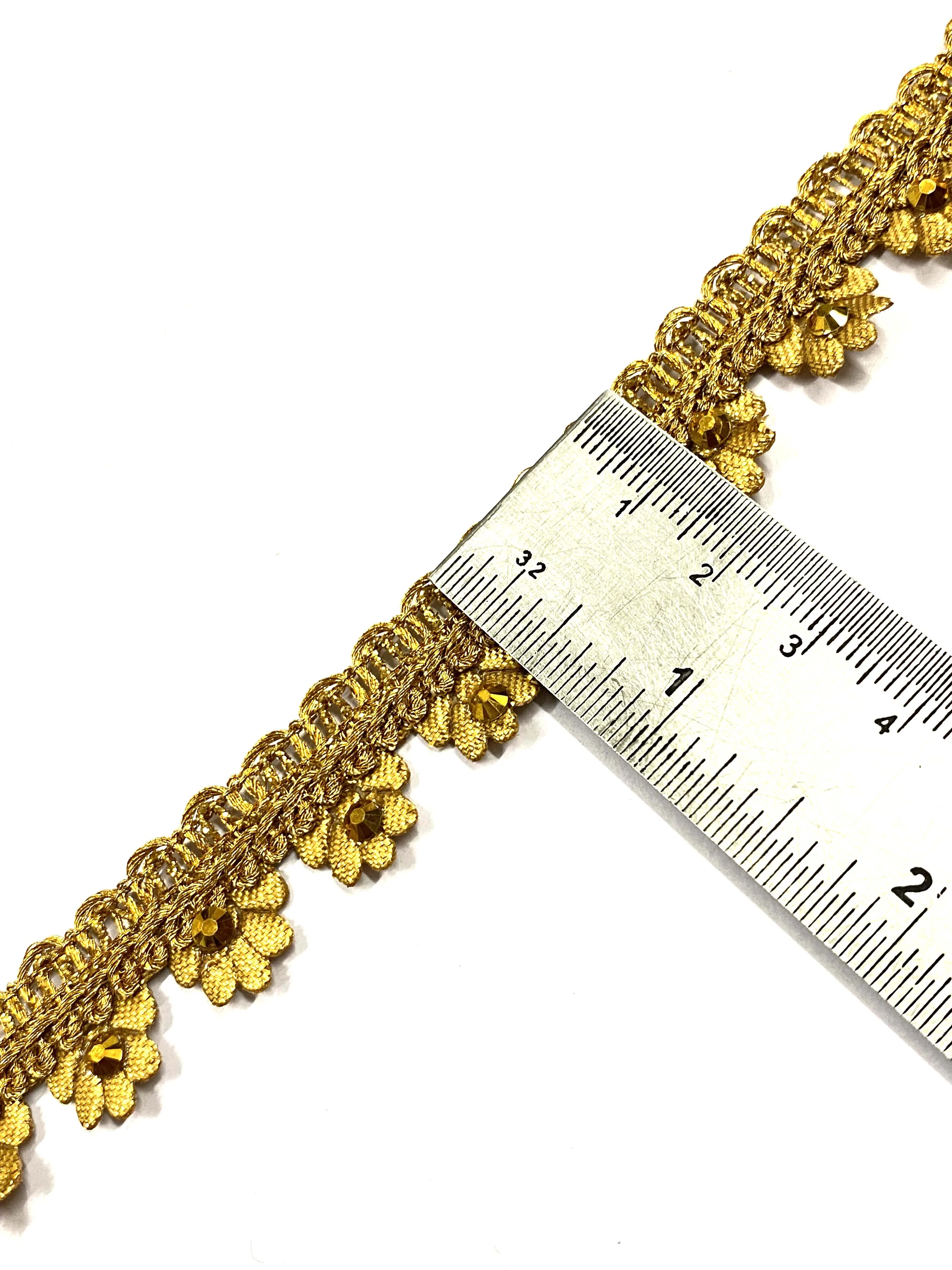 Ethnic Indian Stone Golden Fabric Lace Trim Border Craft Sewing Accessory Clothing Fabric Ribbon Fringes Braided
