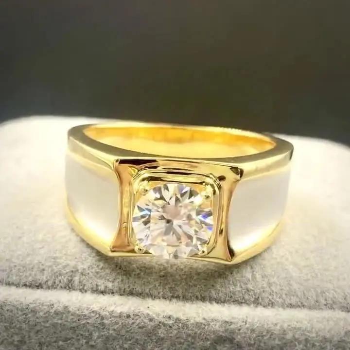 Мужское кольцо из 925 серебра 2CT VVS D Moissanite