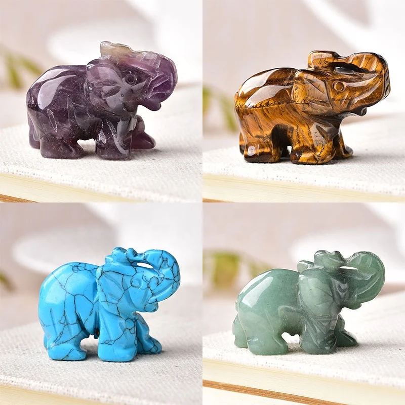 Wholesale Natural Strawberry Quartz Gemstone Elephant Statue Crystal Figurines Animal For Reiki Healing Meditation & Vasstu