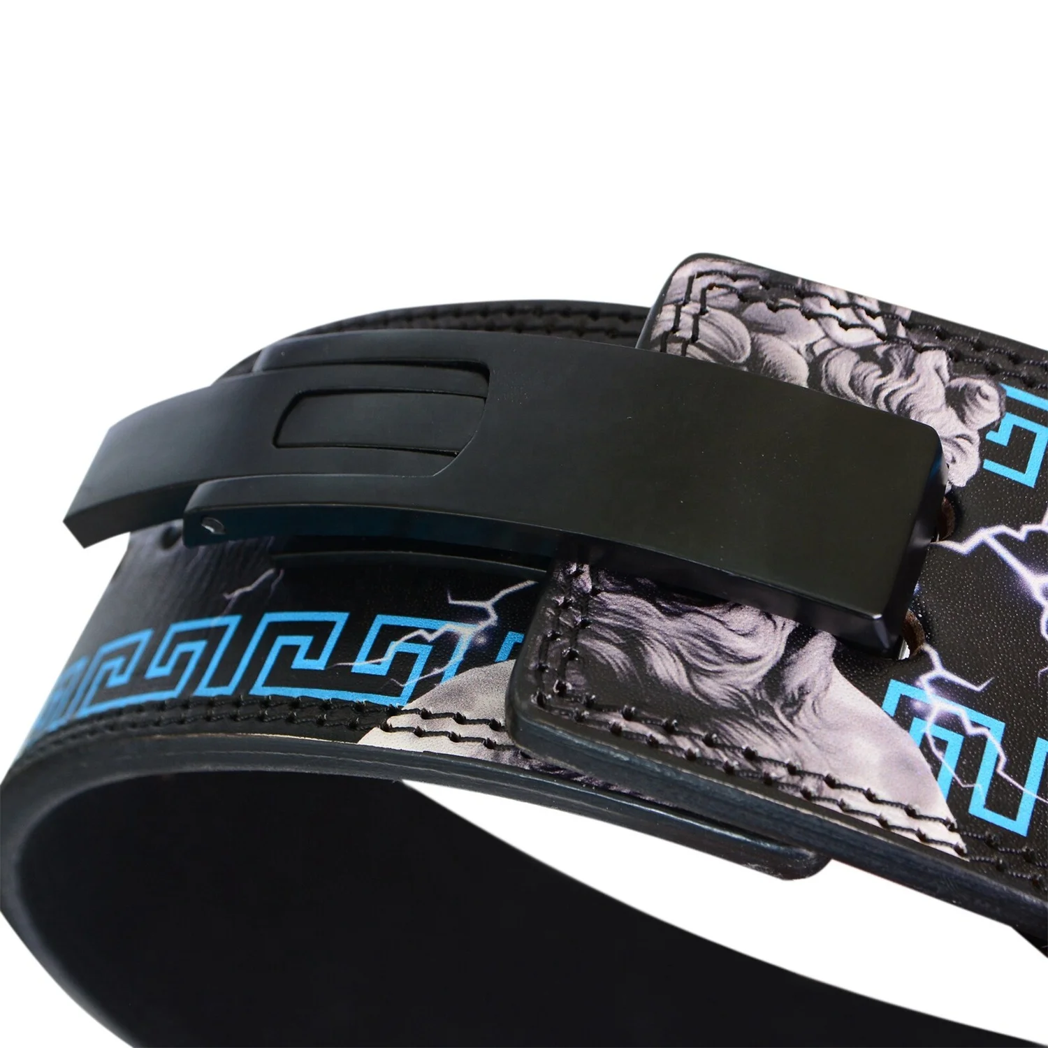 Custom Zeus Print Leather Weight Lifting Lever Belt Wholesale 10mm Thick Nubuck Leather Belt Adjustable Lever Powerlifting Belt